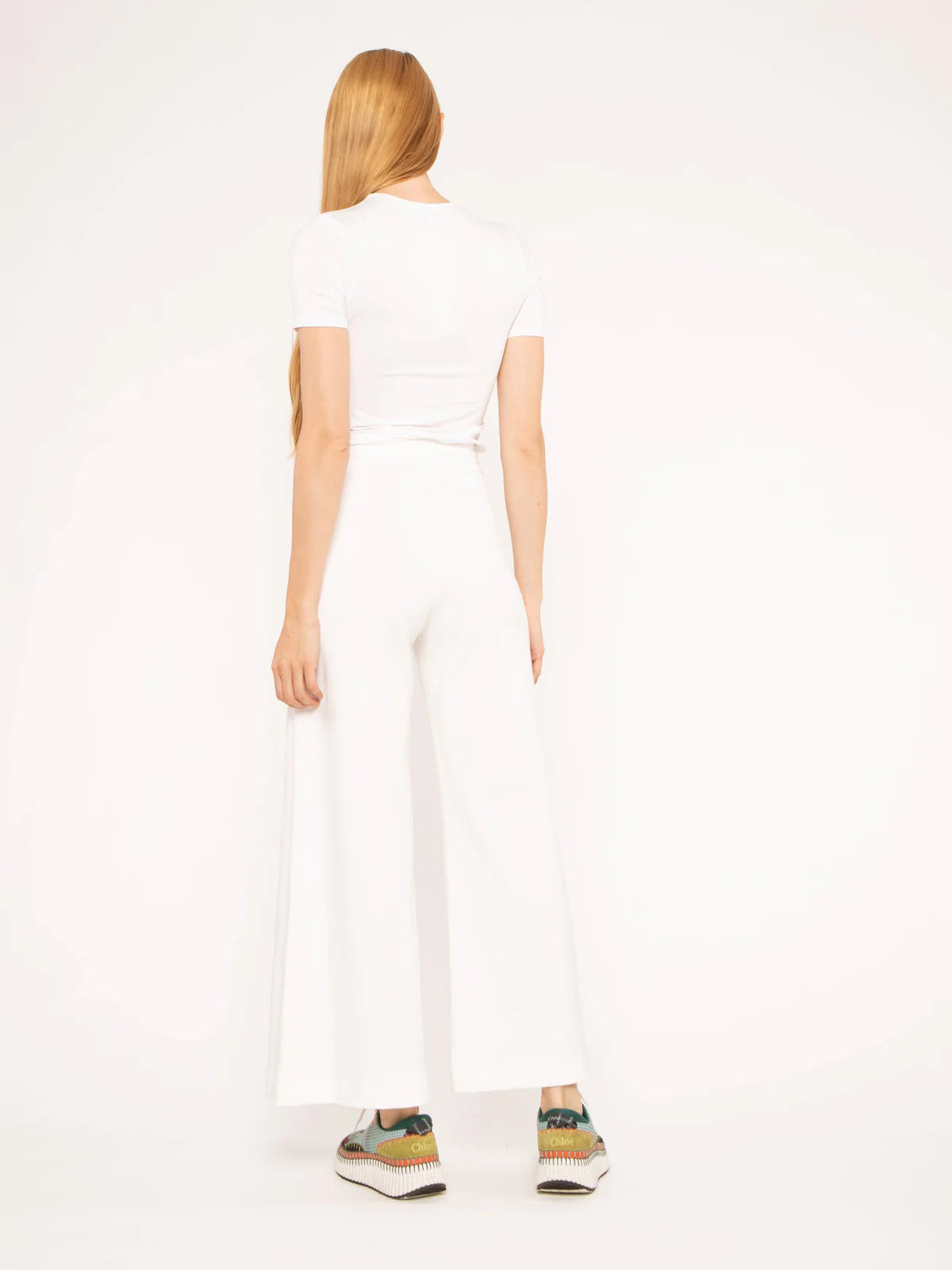 Ponte Knit Cropped Wide Pant