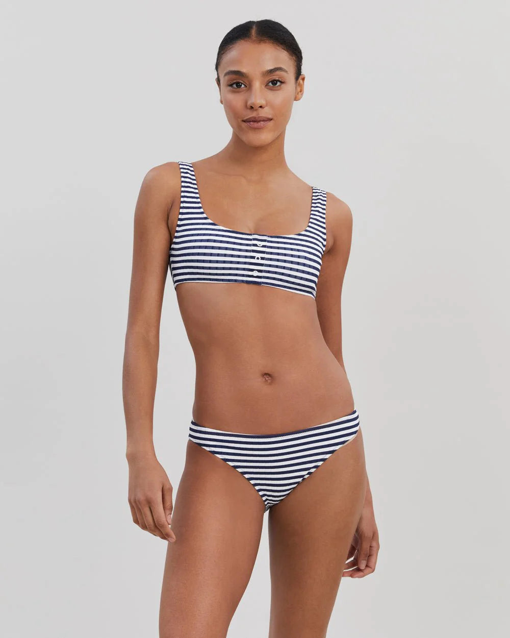 Elle Button Bikini Bottom - French Navy