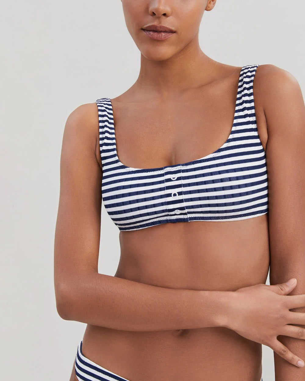 Elle Button Bikini Top - French Navy