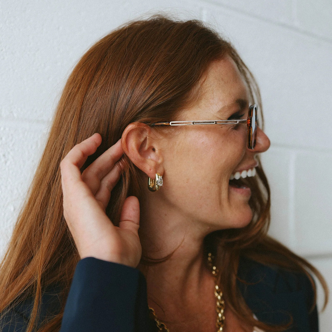 Valentina Stone Huggie- Gold