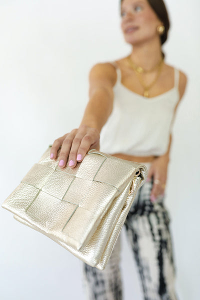 Gold Leather Clutch
